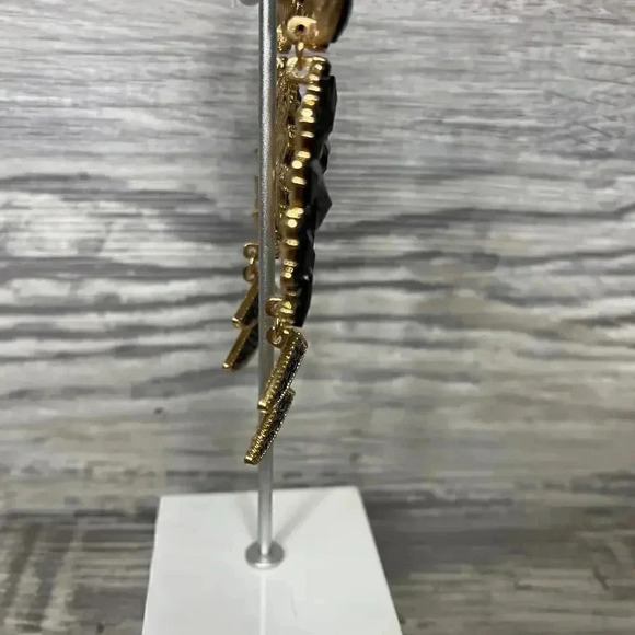 Fashion Jewelry Black Rhinestone Dangle Statement Earrings - Picture 5 of 9